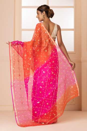 Geroo Jaipur Bandhani Pattern Saree With Blouse 