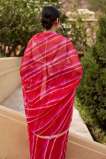 Geroo Jaipur Leheriya Pattern Saree With Blouse 