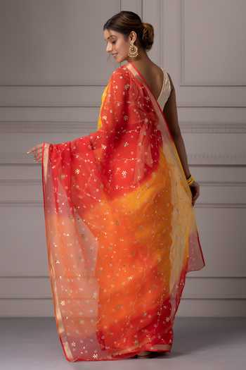 Geroo Jaipur Ombre Embroidered Saree With Blouse 