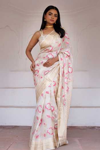 Geroo Jaipur Zari Work Saree With Blouse 