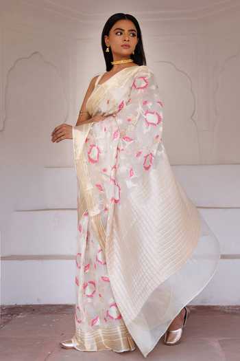 Geroo Jaipur Zari Work Saree With Blouse 