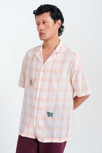 Buy Jodi Pink Cotton Chataai Shirt Online at Aza Fashions Buy_Jodi_Pink Cotton Chataai Shirt _Online_at_Aza_Fashions