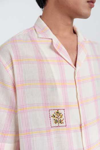 Jodi Pink Cotton Chataai Shirt at Aza Fashions Jodi_Pink Cotton Chataai Shirt _at_Aza_Fashions