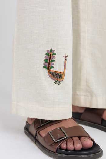 Jodi Off White Cotton Moon Dance Trouser at Aza Fashions Jodi_Off White Cotton Moon Dance Trouser _at_Aza_Fashions