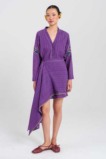 Jodi Drift Handloom Dress With Overlay 
