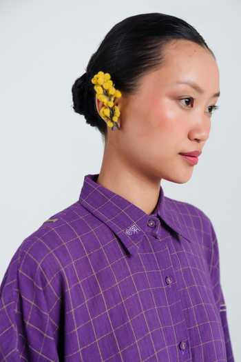 Buy_Jodi_Purple Cotton Button-down Neck Drift Handloom Shirt _Online_at_Aza_Fashions