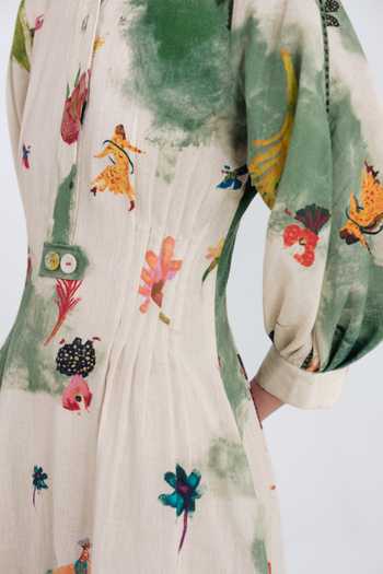 Buy Jodi Green Cotton Round Neck Sway Printed Midi Dress Online at Aza Fashions Buy_Jodi_Green Cotton Round Neck Sway Printed Midi Dress _Online_at_Aza_Fashions