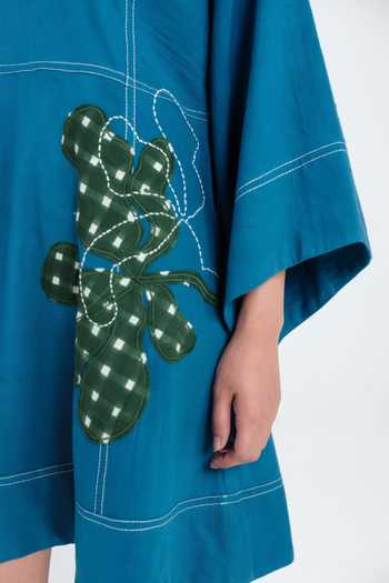 Shop Jodi Blue Cotton V-neck Ether Shift Dress Online at Aza Fashions Shop_Jodi_Blue Cotton V-neck Ether Shift Dress _Online_at_Aza_Fashions