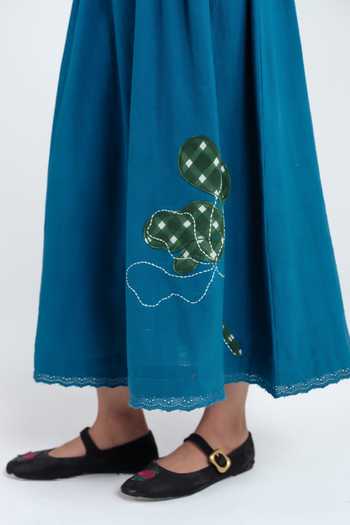 Shop Jodi Blue Cotton Square Neck Ether Pleated Dress Online at Aza Fashions Shop_Jodi_Blue Cotton Square Neck Ether Pleated Dress _Online_at_Aza_Fashions
