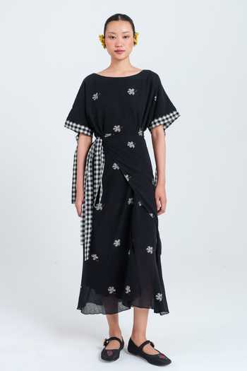 Jodi Leap Jamdani Tie-Up Dress 