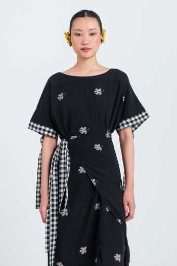 Jodi Leap Jamdani Tie-Up Dress 
