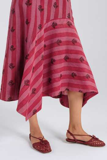 Shop Jodi Pink Chanderi Round Neck Spring Asymmetric Dress Online at Aza Fashions Shop_Jodi_Pink Chanderi Round Neck Spring Asymmetric Dress _Online_at_Aza_Fashions