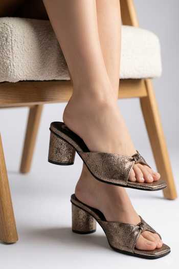 Modanta Footwear Gold Knot Heels 