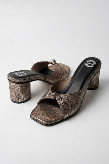 Buy Modanta Footwear Black Gold Knot Heels Online at Aza Fashions Buy_Modanta Footwear_Black Gold Knot Heels _Online_at_Aza_Fashions