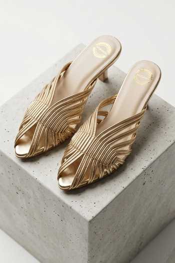 Modanta Footwear Gold Strappy Mules 