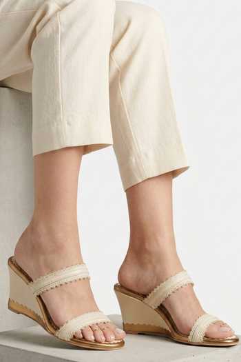 Modanta Footwear Lace Scallop Wedges 