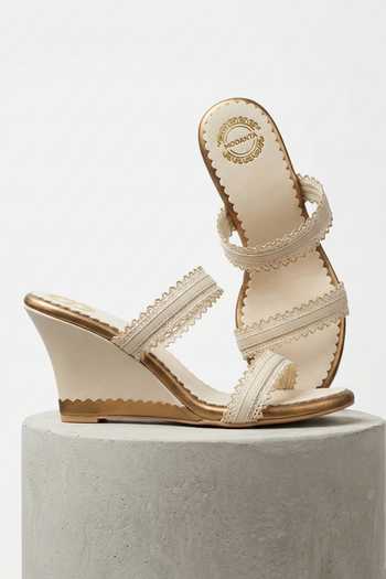 Modanta Footwear Cream Lace Scallop Wedges Online at Aza Fashions Modanta Footwear_Cream Lace Scallop Wedges _Online_at_Aza_Fashions