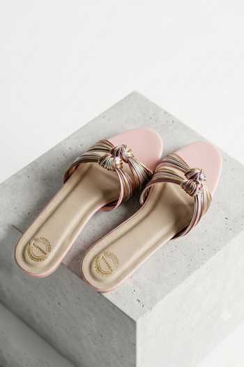 Modanta Footwear Pink Knot Sliders Online at Aza Fashions Modanta Footwear_Pink Knot Sliders _Online_at_Aza_Fashions