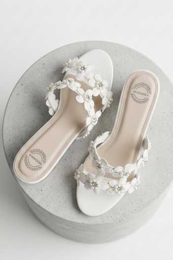 Buy Modanta Footwear White Flower Kitten Heels Online at Aza Fashions Buy_Modanta Footwear_White Flower Kitten Heels _Online_at_Aza_Fashions