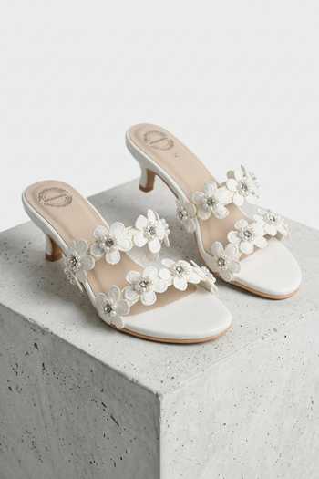 Shop Modanta Footwear White Flower Kitten Heels Online at Aza Fashions Shop_Modanta Footwear_White Flower Kitten Heels _Online_at_Aza_Fashions