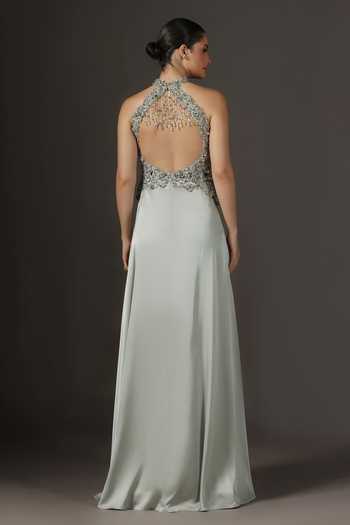Pooja Peshoria Hand Embroidery Satin Gown 