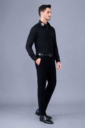 Varoin Marwah Black Cotton Satin Nazar Embroidered Shirt Online at Aza Fashions Varoin Marwah_Black Cotton Satin Nazar Embroidered Shirt _Online_at_Aza_Fashions