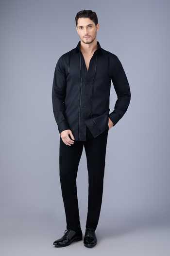 Varoin Marwah Black Cotton Satin The Moonline Embellished Shirt Online at Aza Fashions Varoin Marwah_Black Cotton Satin The Moonline Embellished Shirt _Online_at_Aza_Fashions