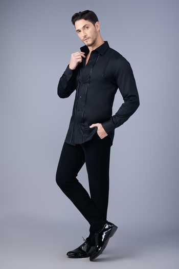Buy Varoin Marwah Black Cotton Satin The Moonline Embellished Shirt Online at Aza Fashions Buy_Varoin Marwah_Black Cotton Satin The Moonline Embellished Shirt _Online_at_Aza_Fashions