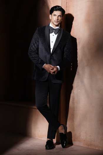 Shop_Varoin Marwah_Black Velvet The Dark Radiance Tuxedo _Online_at_Aza_Fashions