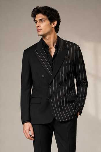 Varoin Marwah Stripe Pattern Suiting Blazer