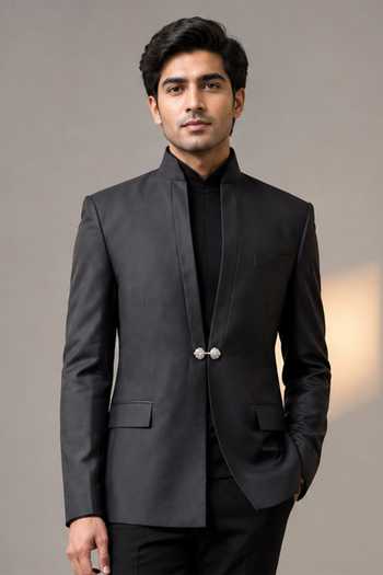 Varoin Marwah Black Buckle Blazer