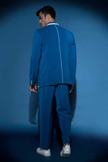 Varoin Marwah The Indigo Edge Plain Blazer Set 