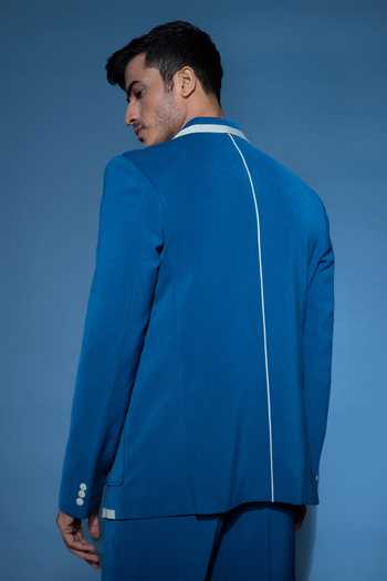 Shop Varoin Marwah Blue Crepe The Indigo Edge Plain Blazer Set Online at Aza Fashions Shop_Varoin Marwah_Blue Crepe The Indigo Edge Plain Blazer Set _Online_at_Aza_Fashions