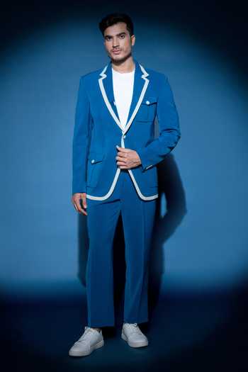 Varoin Marwah The Indigo Edge Plain Blazer Set 