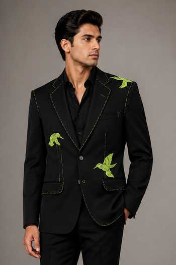 Varoin Marwah Neon Bird Embroidered Blazer