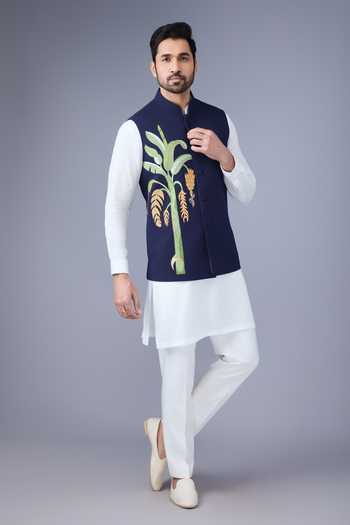Varoin Marwah Blue Suiting The Frida Embroidered Nehru Jacket Online at Aza Fashions Varoin Marwah_Blue Suiting The Frida Embroidered Nehru Jacket _Online_at_Aza_Fashions