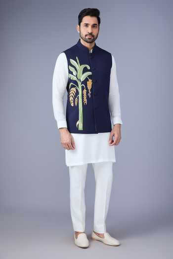 Buy Varoin Marwah Blue Suiting The Frida Embroidered Nehru Jacket Online at Aza Fashions Buy_Varoin Marwah_Blue Suiting The Frida Embroidered Nehru Jacket _Online_at_Aza_Fashions