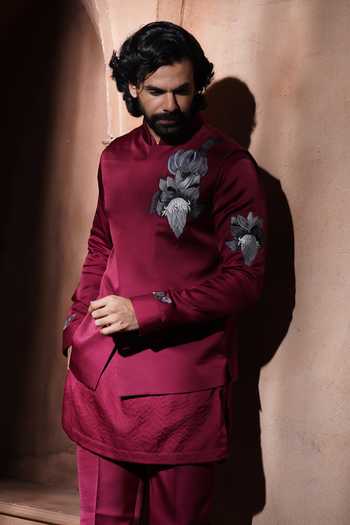 Varoin Marwah The Throne Of Leaves Embroidered Nehru Jacket 