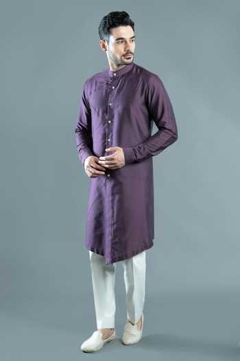 Varoin Marwah Purple Silk The Intersect Kurta Online at Aza Fashions Varoin Marwah_Purple Silk The Intersect Kurta _Online_at_Aza_Fashions