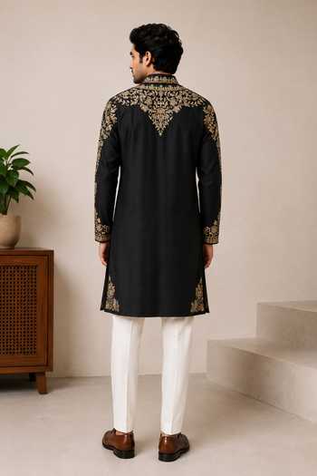 Varoin Marwah Black Pitta Work Kurta 