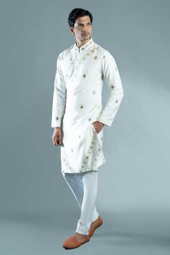 Buy Varoin Marwah White Silk The Mosaic Embroidered Kurta Set Online at Aza Fashions Buy_Varoin Marwah_White Silk The Mosaic Embroidered Kurta Set _Online_at_Aza_Fashions