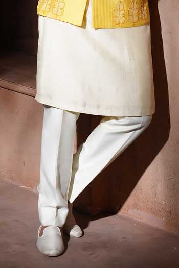 Varoin Marwah Yellow Silk The Zareen Embroidered Nehru Jacket Set Online at Aza Fashions Varoin Marwah_Yellow Silk The Zareen Embroidered Nehru Jacket Set _Online_at_Aza_Fashions