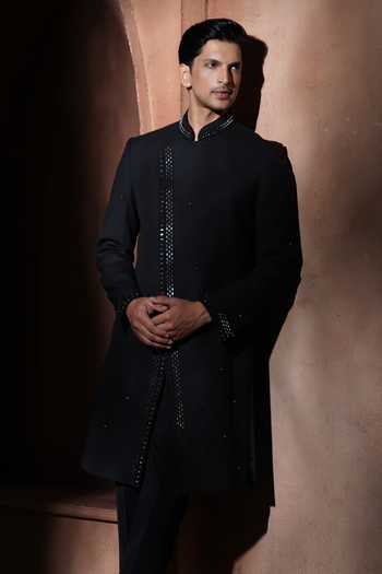 Varoin Marwah The Midnight Mosaic Embroidered Sherwani Set 
