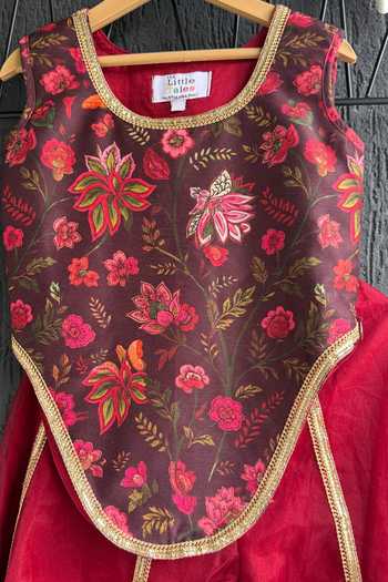 The Little Tales Maroon Silk, Cotton, Organza Lace Printed Top And Palazzo Set Online at Aza Fashions The Little Tales_Maroon Silk, Cotton, Organza Lace Printed Top And Palazzo Set _Online_at_Aza_Fashions