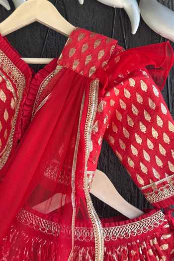 Buy The Little Tales Red Silk, Cotton, Chanderi, Net Lehenga Set Online at Aza Fashions Buy_The Little Tales_Red Silk, Cotton, Chanderi, Net Lehenga Set _Online_at_Aza_Fashions