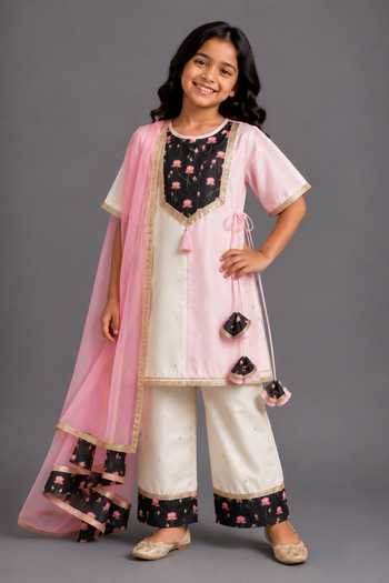 The Little Tales Lotus Print A-Line Kurta Set 