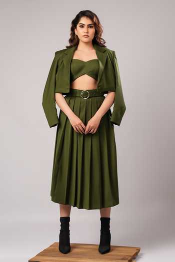 Ahi Clothing Eve Olive Modern Tailored Co-Ord Skirt Set