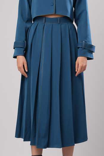 Buy Ahi Clothing Blue Crepe Bandeau Neck Ivy Braided Co-ord Skirt Set Online at Aza Fashions Buy_Ahi Clothing_Blue Crepe Bandeau Neck Ivy Braided Co-ord Skirt Set _Online_at_Aza_Fashions