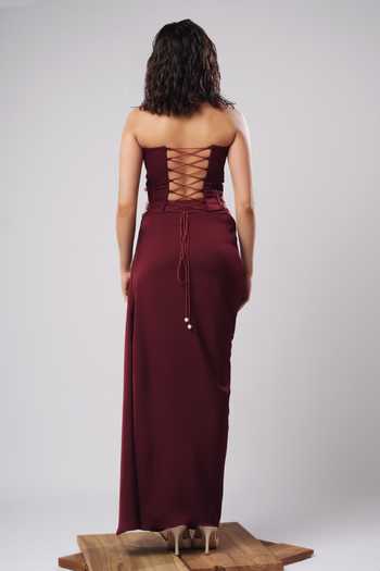 Ahi Clothing Olivia Pearl Corset Draped Skirt Set 