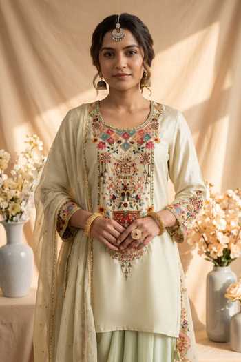 Mandira Wirk Embroidered Short Kurta Skirt Set
